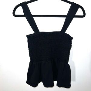 Express Black Smocked Peplum Top